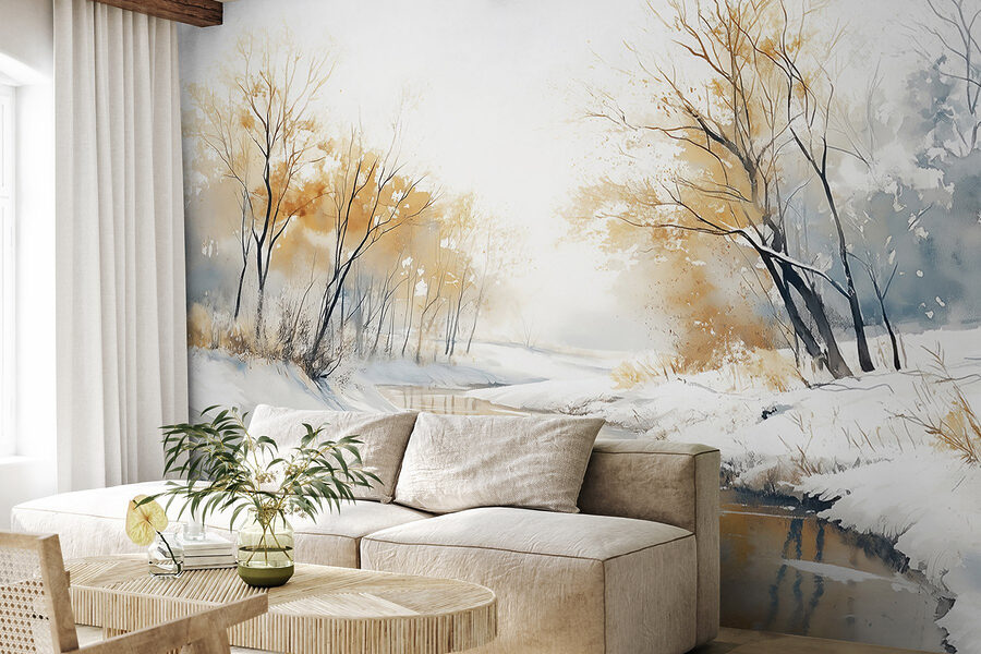 River with snow and trees