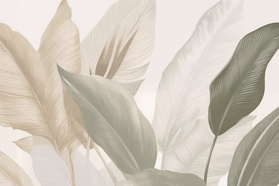 Soft greens and earthy hues blend.