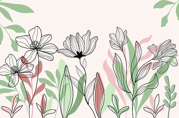 Line of flowers and leaves Line of flowers and leaves