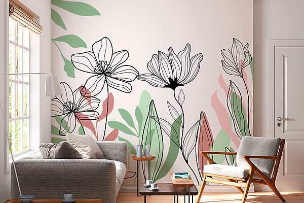 Line of flowers and leaves Line of flowers and leaves