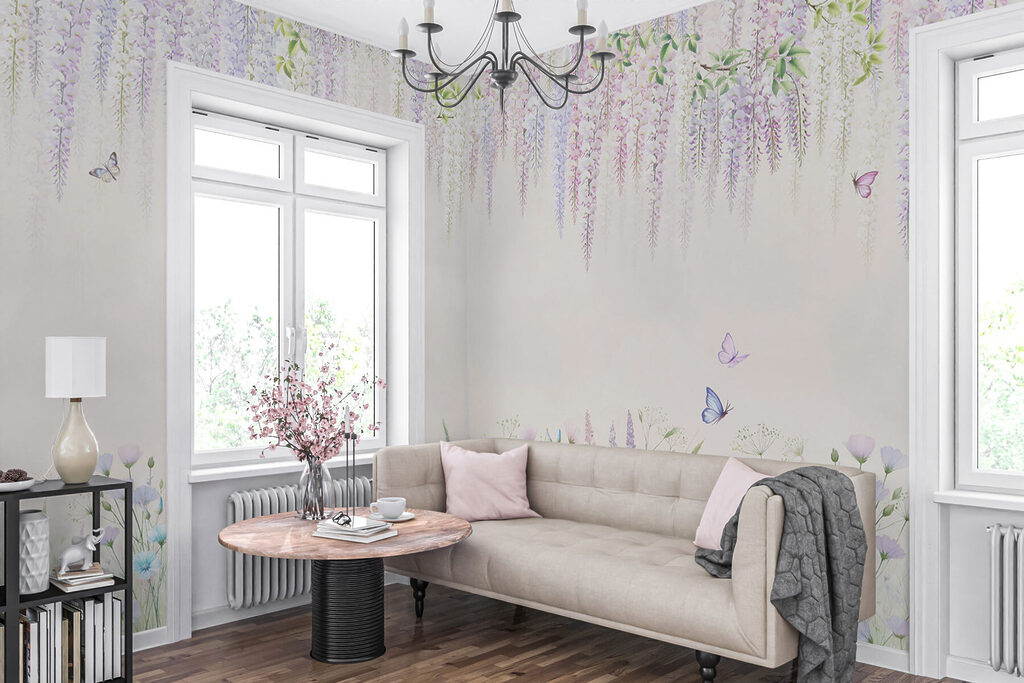 Painting of flowers and butterflies Painting of flowers and butterflies