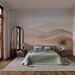 Wall mural Brown and white wavy lines