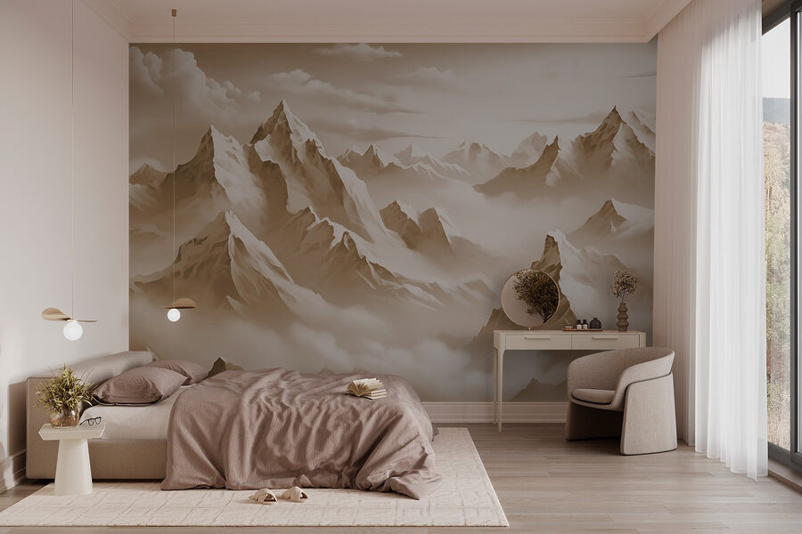 Mountain range with clouds