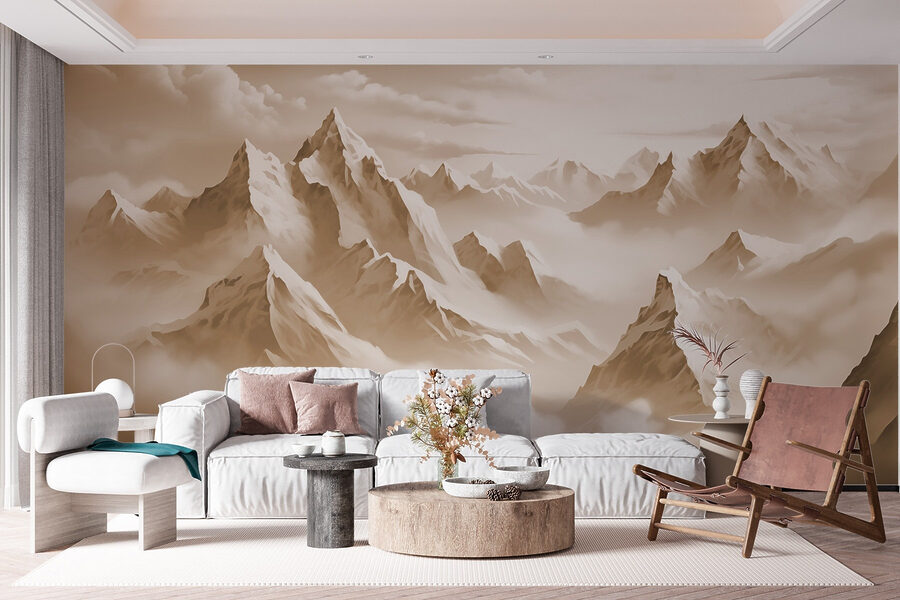 Mountain range with clouds