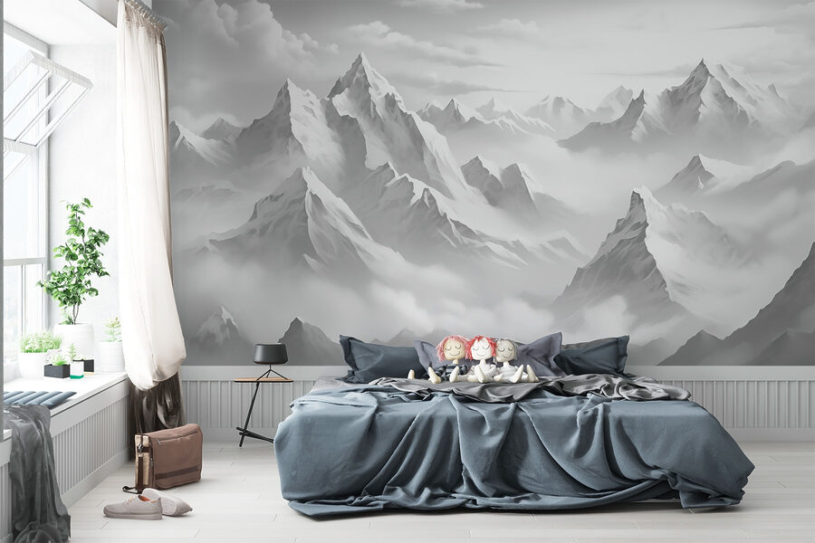 Mountain range with clouds