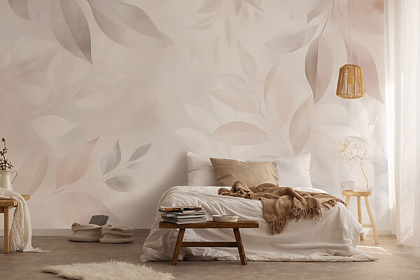 Delicate leaves in soft tones Wall murals Delicate leaves in soft tones