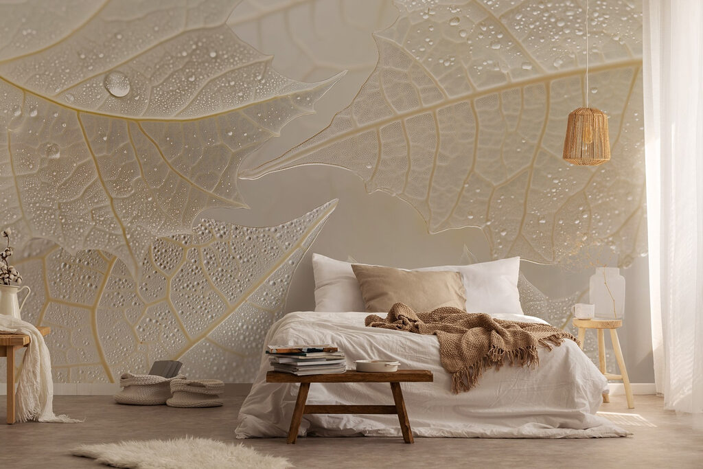 Delicate leaves with morning dew Delicate leaves with morning dew