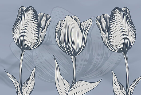 Line of flowers on a blue background Line of flowers on a blue background