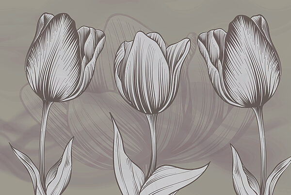 Line of flowers with leaves Line of flowers with leaves