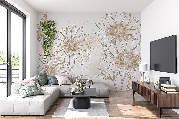 Drawing of flowers on a white background Drawing of flowers on a white background