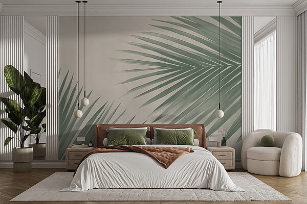 Fresh green palm leaves, nature’s touch Fresh green palm leaves, nature’s touch