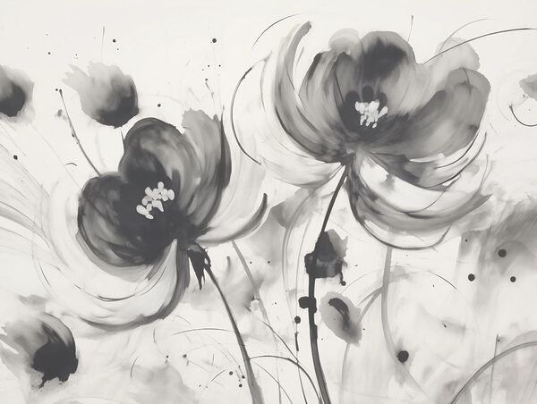 Painting of flowers on a white surface Painting of flowers on a white surface