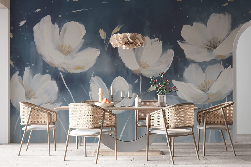 Painting of white flowers Painting of white flowers