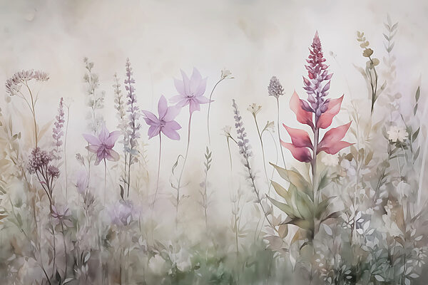 Painting of flowers in a field Painting of flowers in a field
