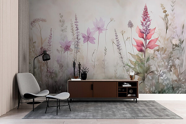 Painting of flowers in a field Painting of flowers in a field