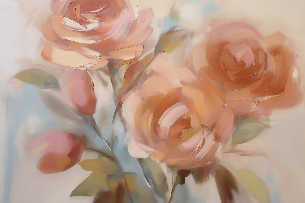 Painting of flowers on a white surface Painting of flowers on a white surface