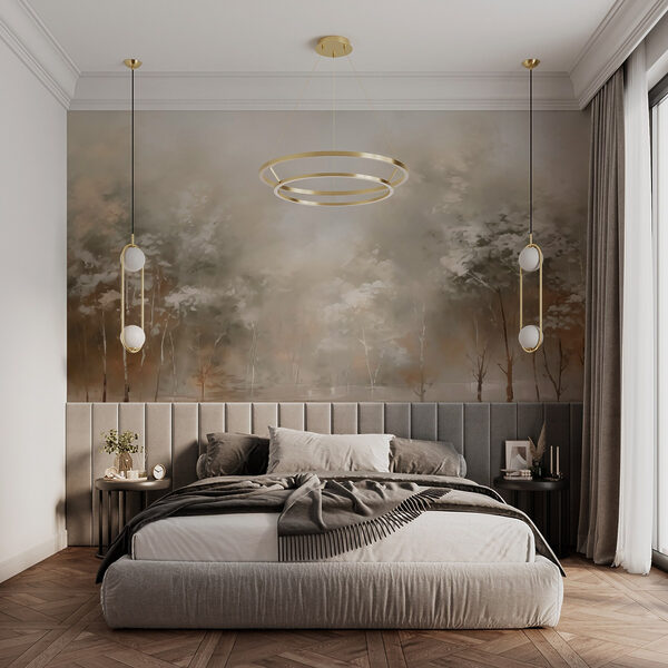 Painting of trees in fog Wall murals Painting of trees in fog