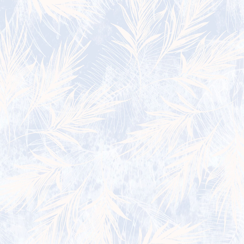 White and blue background with white leaves White and blue background with white leaves
