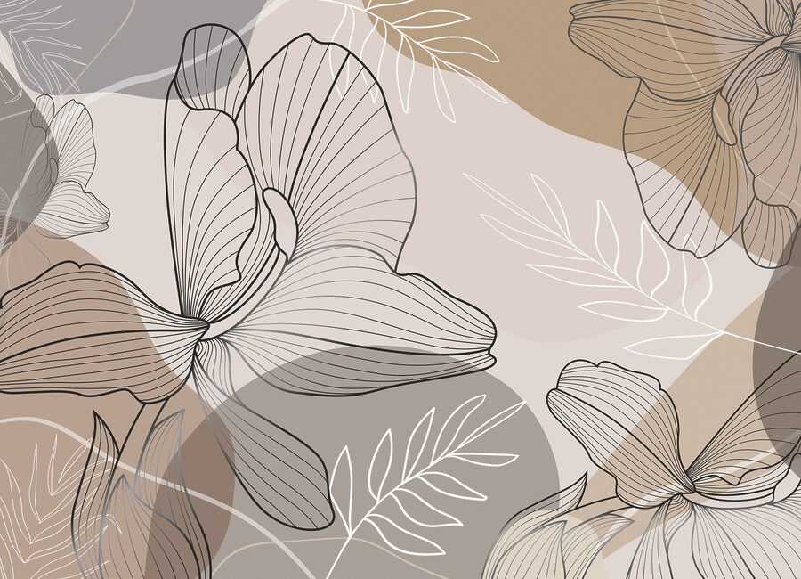 Wall murals Elegant floral line art design. - Image 4