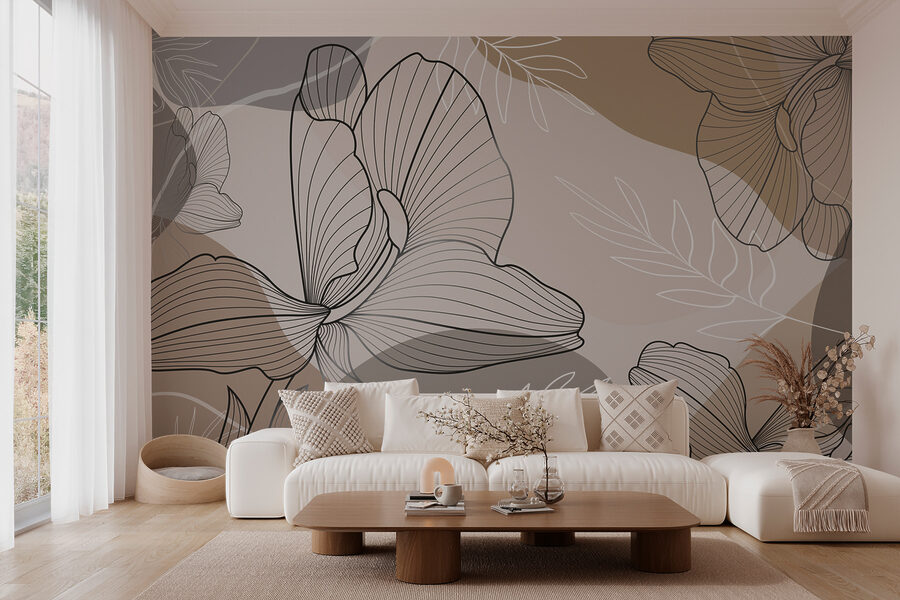 Wall murals Elegant floral line art design. - Image 2