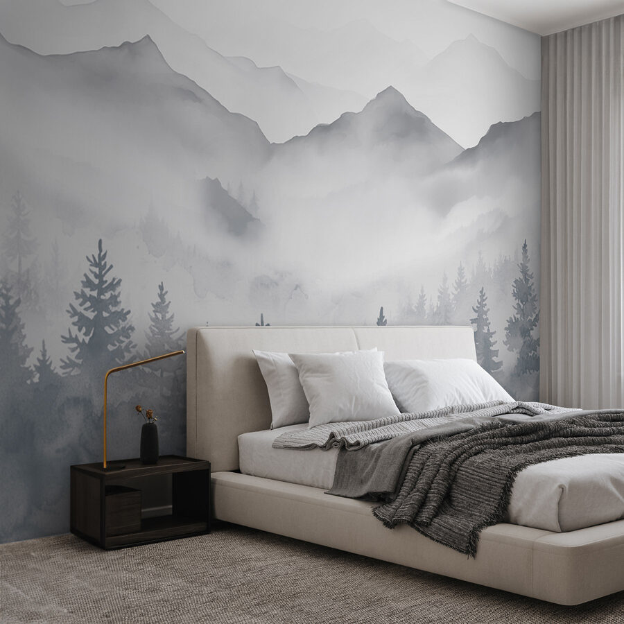 Wall murals Landscape of mountains and trees