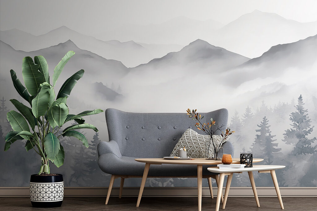 Landscape of mountains and trees