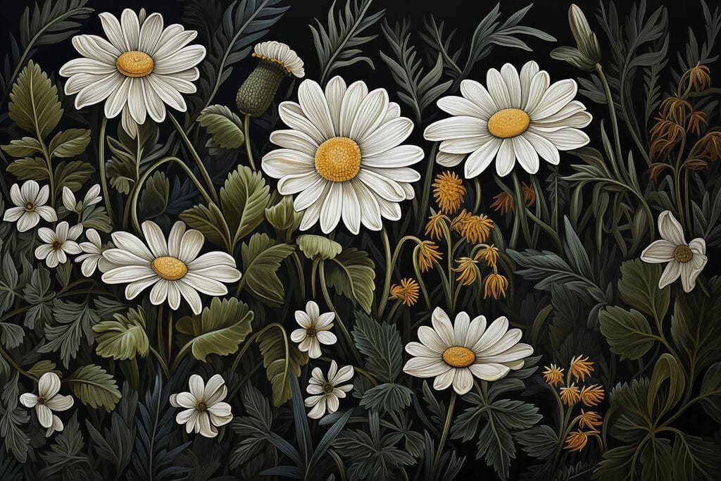 Painting of flowers and leaves Painting of flowers and leaves
