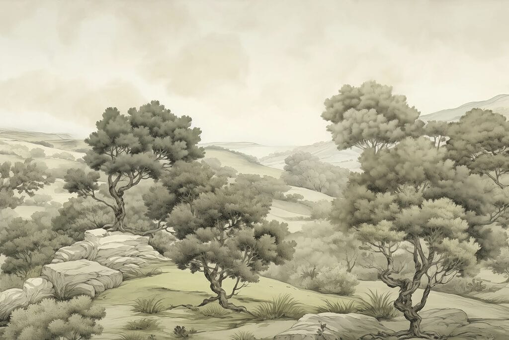 Landscape with trees and rocks Landscape with trees and rocks
