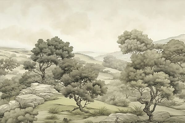 Landscape with trees and rocks Landscape with trees and rocks