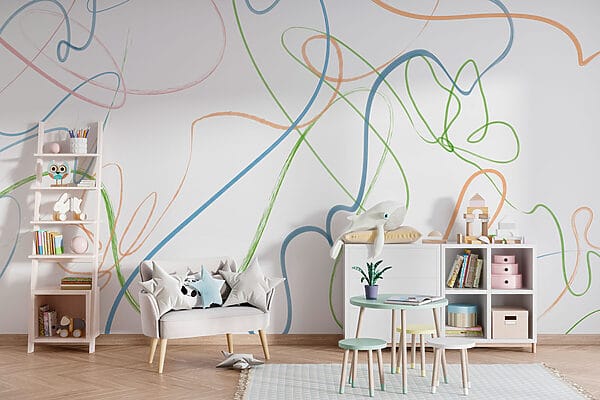 Wall murals Wall murals Colorful lines on a white background (SKU: w02934)