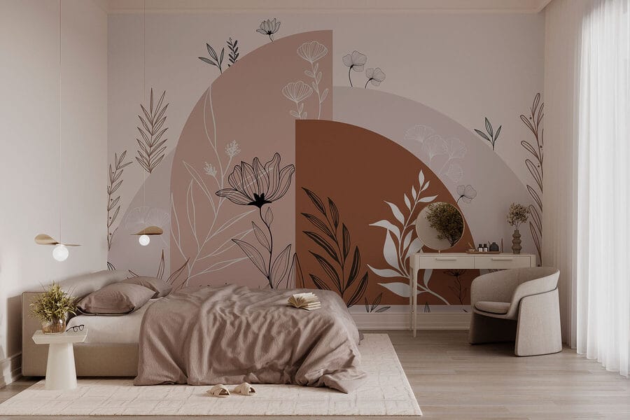 Graphic design of flowers and leaves