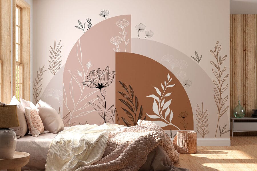 Graphic design of flowers and leaves