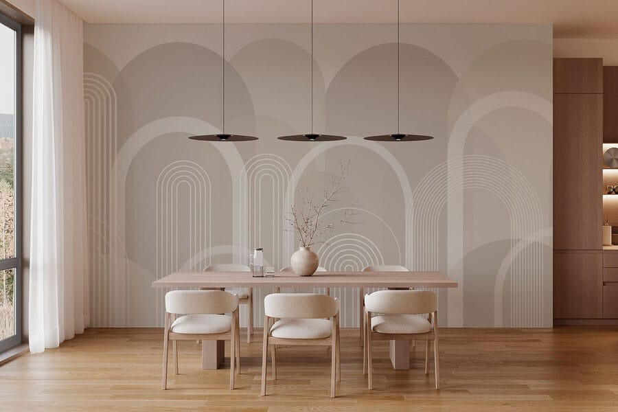 Wall murals White and gray background with white lines - Image 2