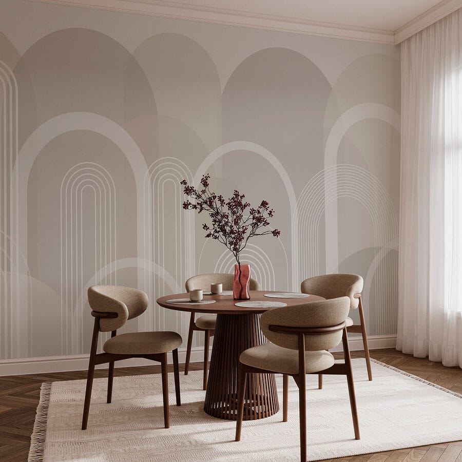 Wall murals White and gray background with white lines - Image 3