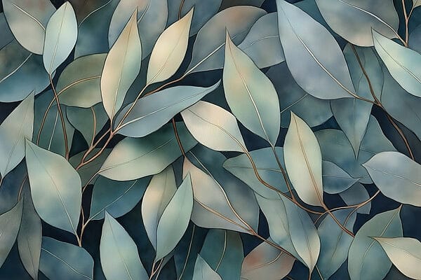 Group of leaves on a blue background Group of leaves on a blue background