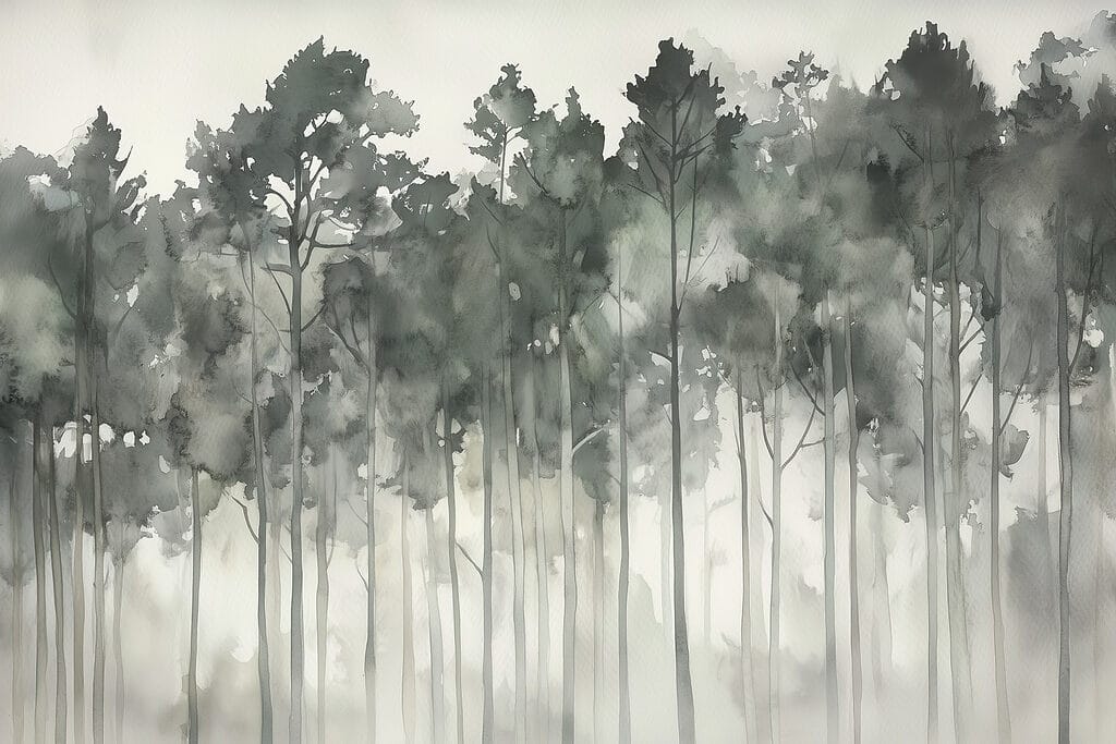 Group of trees in fog Group of trees in fog