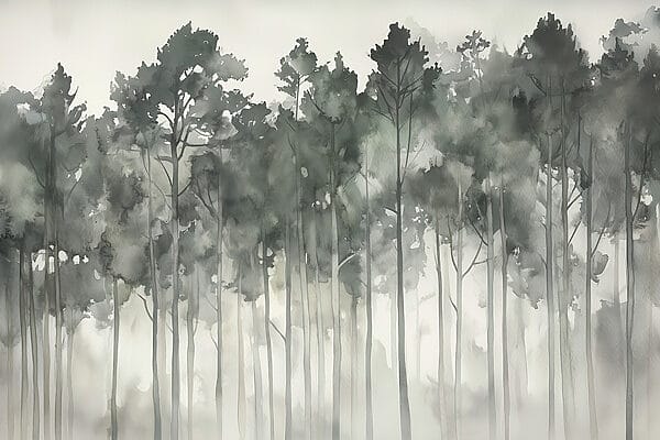 Group of trees in fog Group of trees in fog