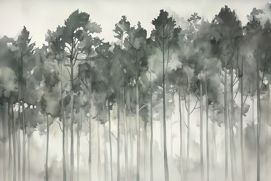 Group of trees in fog