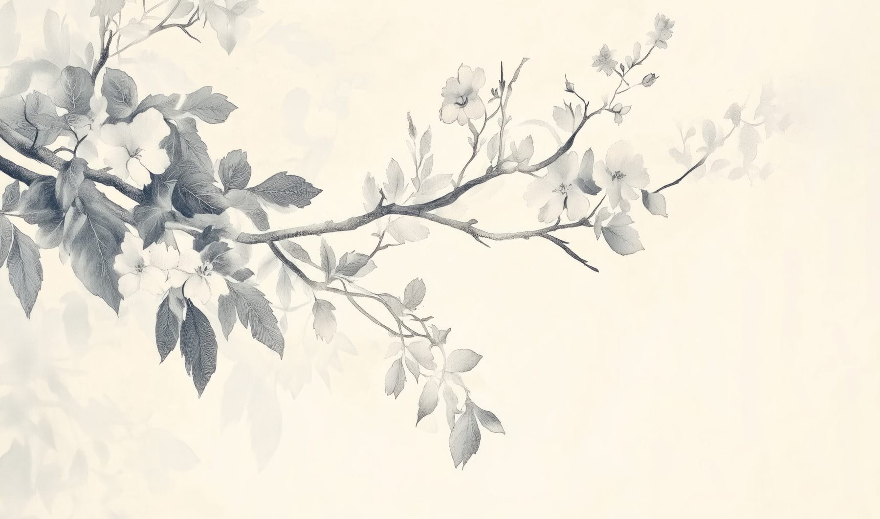 Branch with flowers and leaves