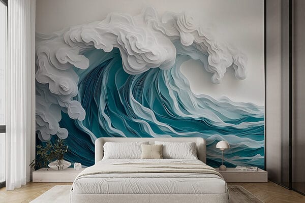 Wall murals Paper cut out of a wave (SKU: w08694) Wall murals Wall murals Paper cut out of a wave (SKU: w08694)