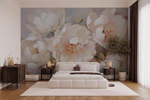 Wall murals Painting of white flowers (SKU: w02947) Wall murals Wall murals Painting of white flowers (SKU: w02947)