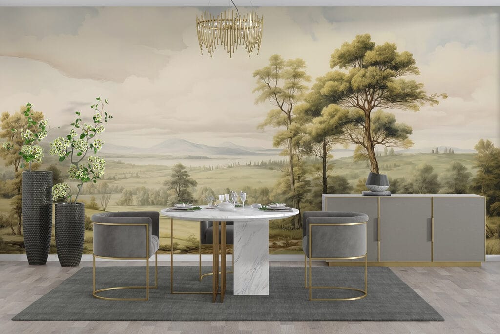 Landscape with trees and hills Landscape with trees and hills