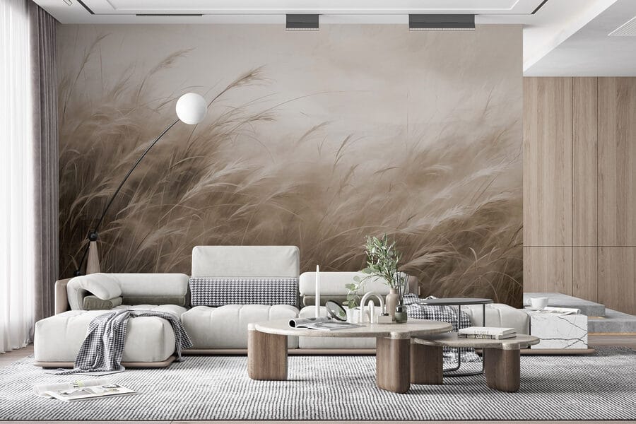 Wall murals Field of grass with a cloudy sky - Image 2