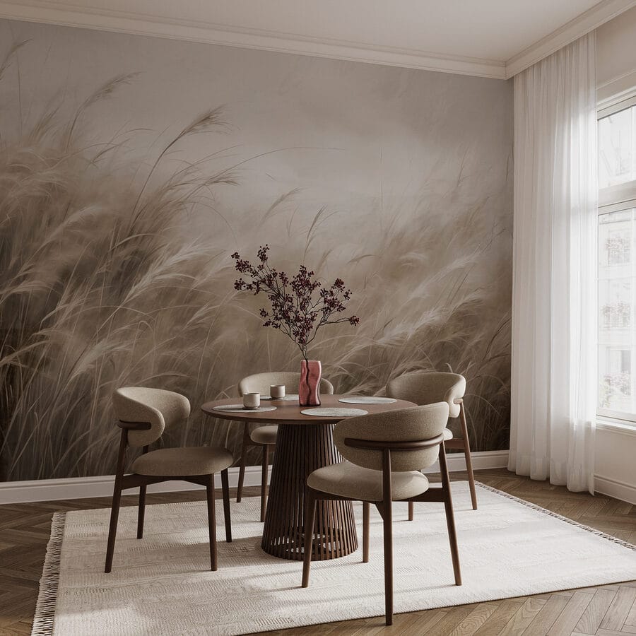 Wall murals Field of grass with a cloudy sky - Image 3