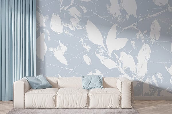 White leaves on a blue background White leaves on a blue background