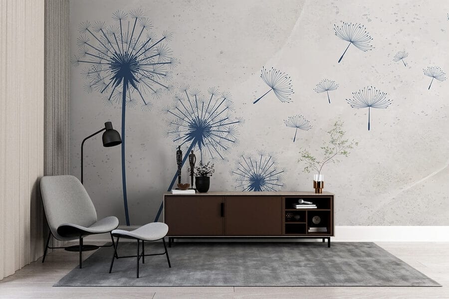 Group of dandelions flying in the air Group of dandelions flying in the air