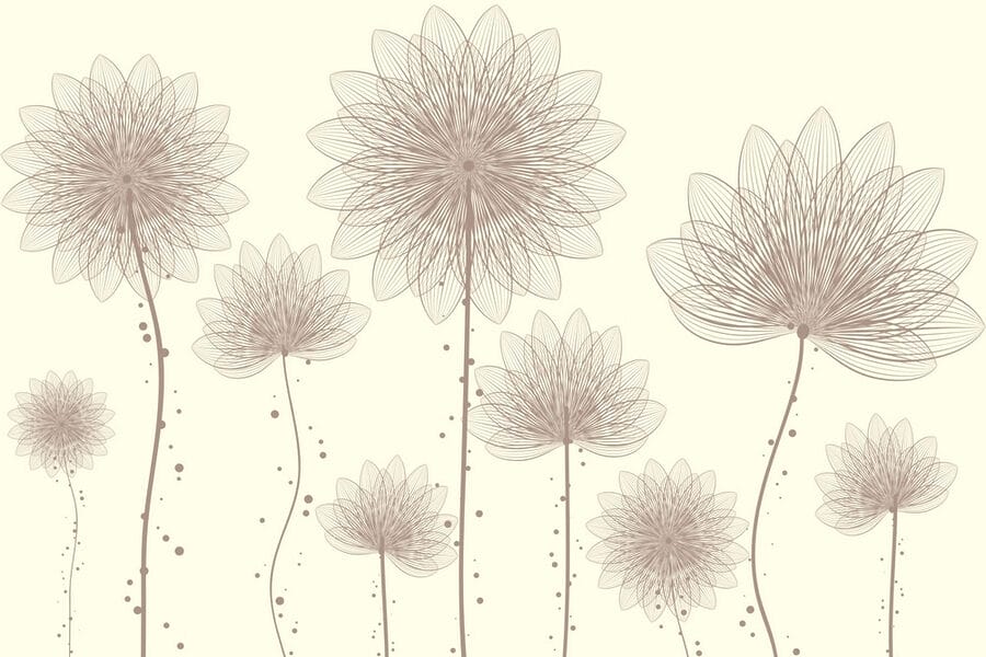 Group of flowers with lines and dots