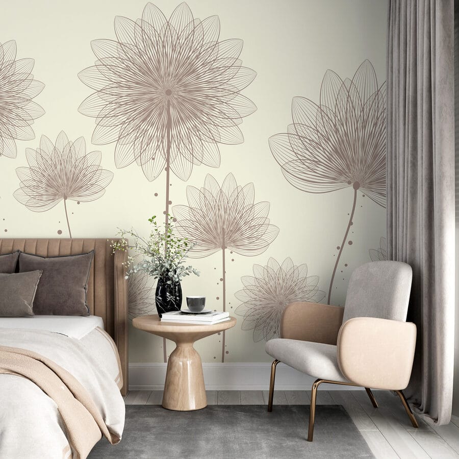 Group of flowers with lines and dots