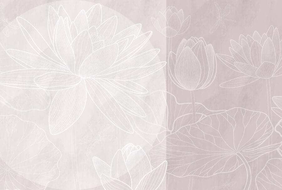 White flower drawing on a grey background