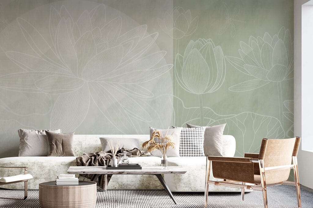 Soft outlines of tranquil water lilies